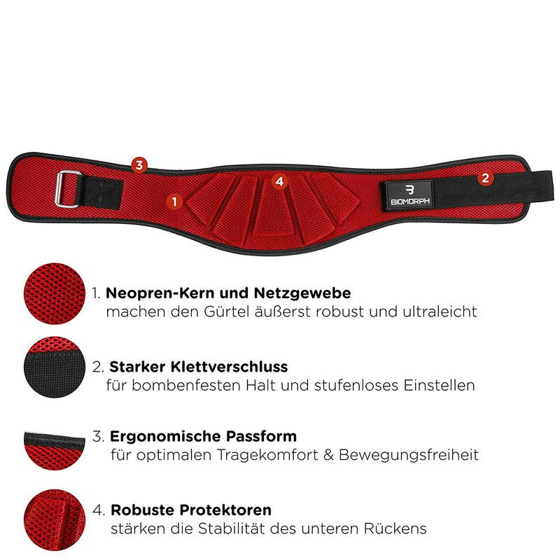 BIOMORPH Neopren Gewichthebergürtel (Rot)