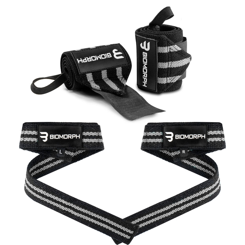 Wrist Wrap & Lifting Straps Bundle (Black-Grey)